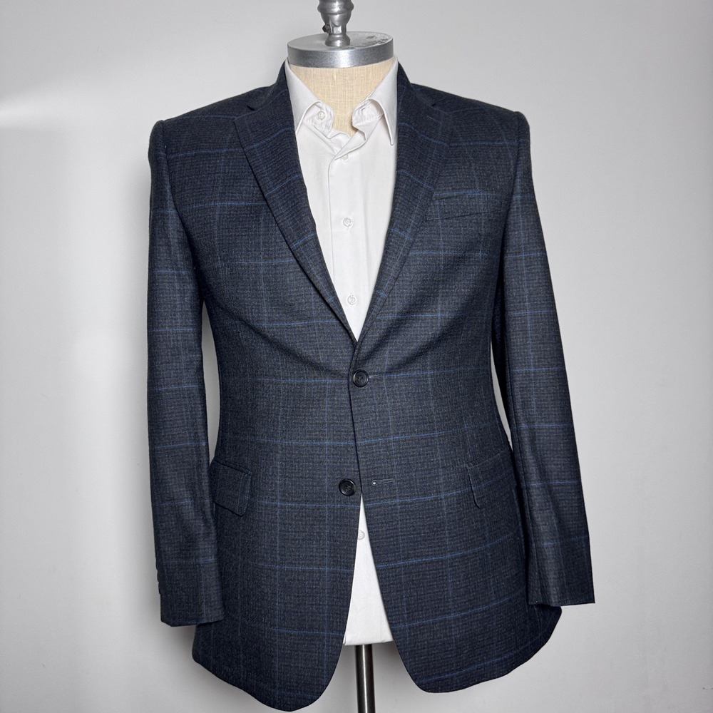 Jos A Bank Signature Traditional Fit Blazer Mens 40L Wool Plaid‎ Jacket